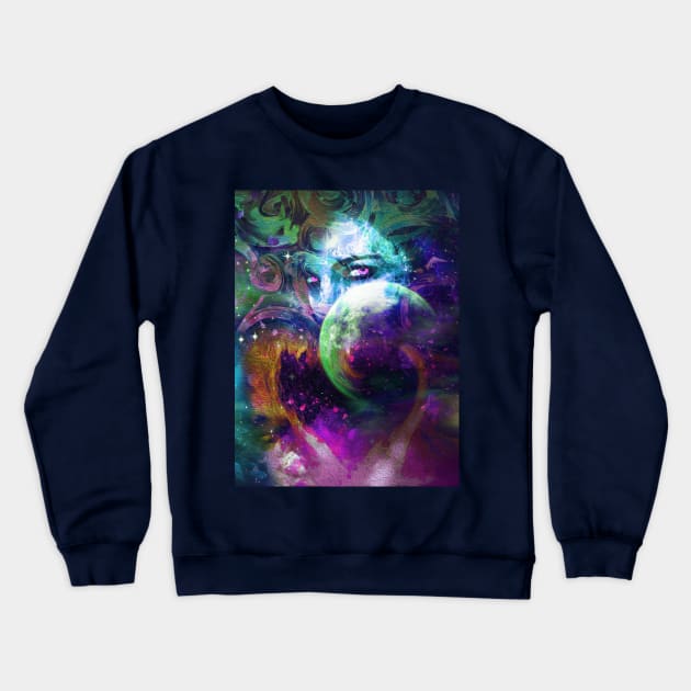 Space Wild Woman Crewneck Sweatshirt by MONLart